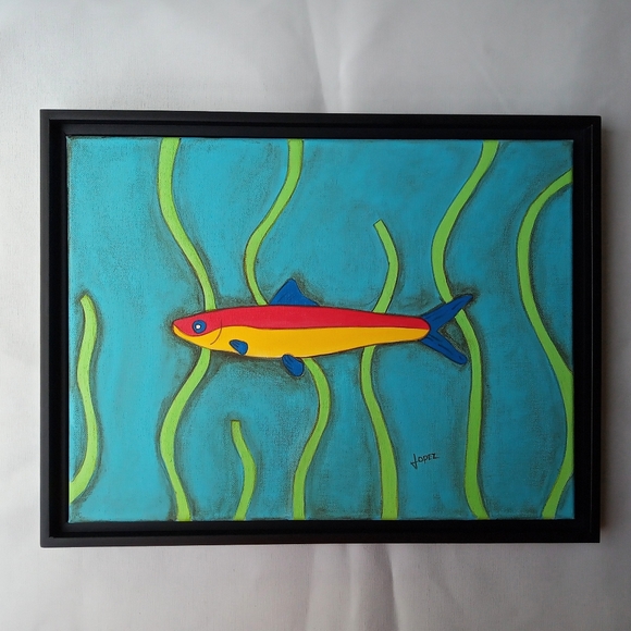 Original Acrylic Painting Sardine with Black Frame - Picture 7 of 7